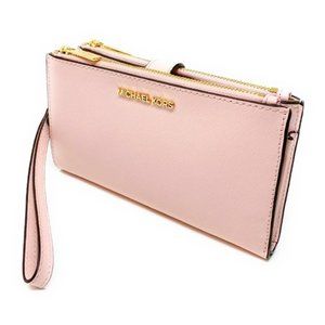 MICHAEL KORS LG Jet Set Double Zip Pink Wristlet